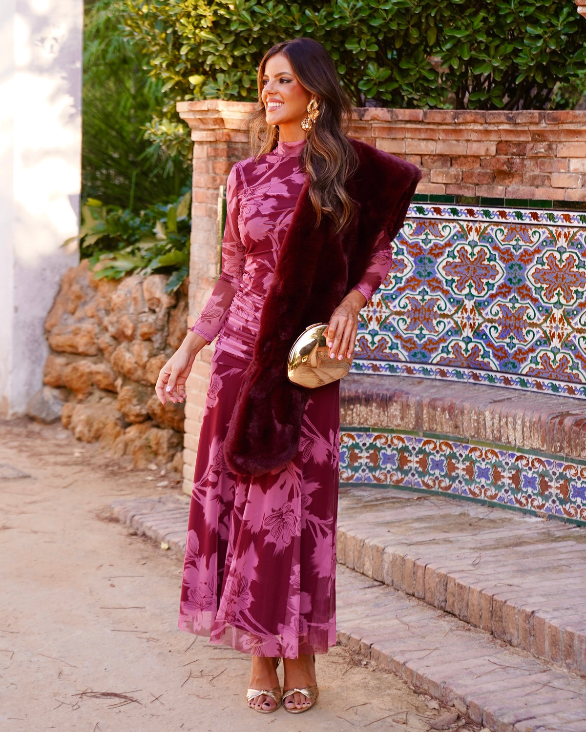 Vestido Damisela Rosa/Burdeos